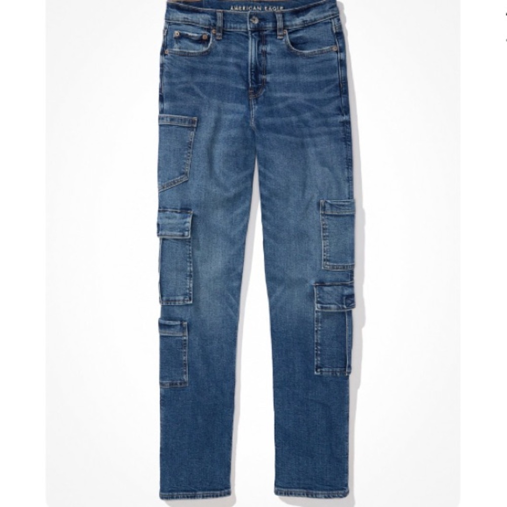American Eagle Blue Denim Women's Cargo Jeans